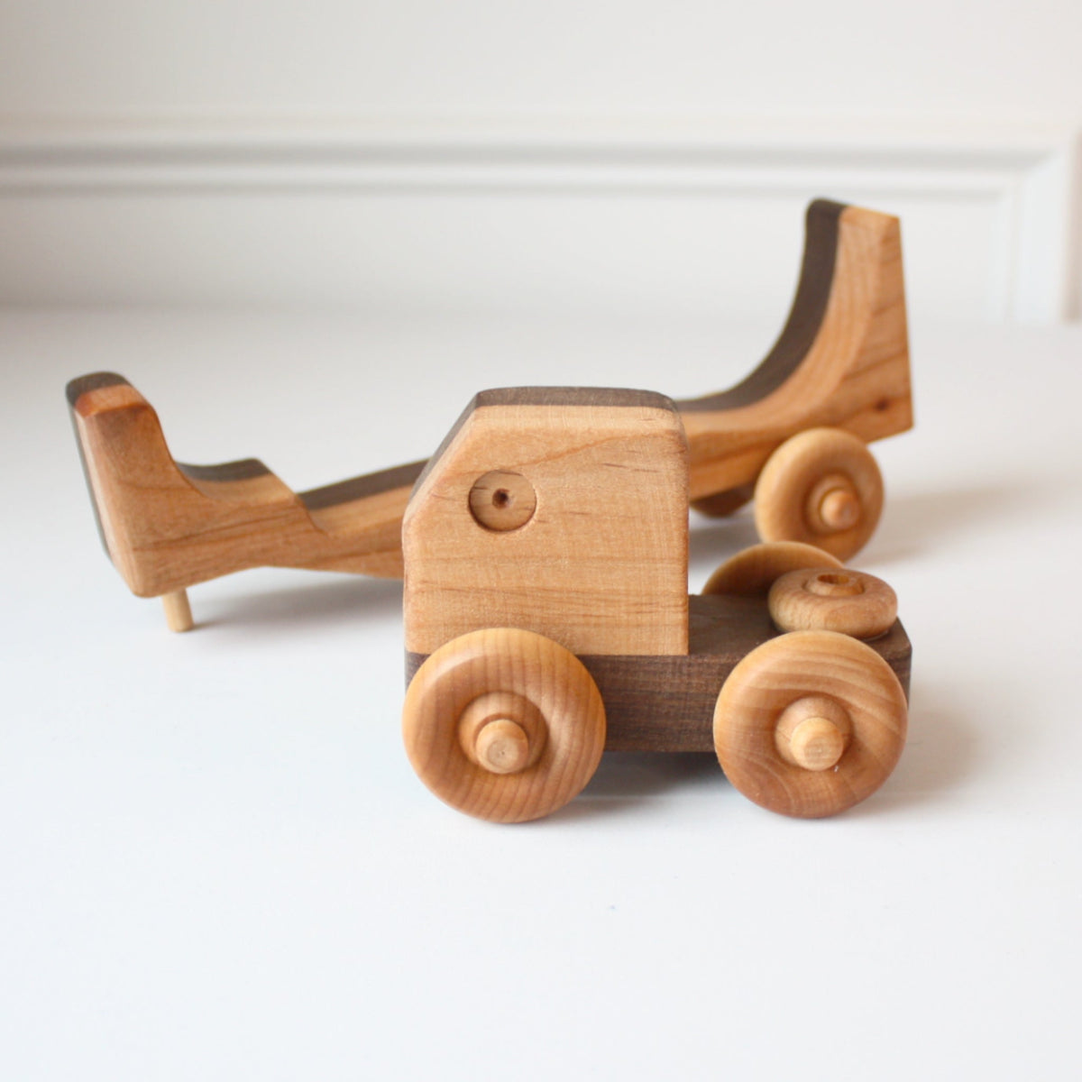 Wooden Transporter Truck with 3 Cars - Made in the USA