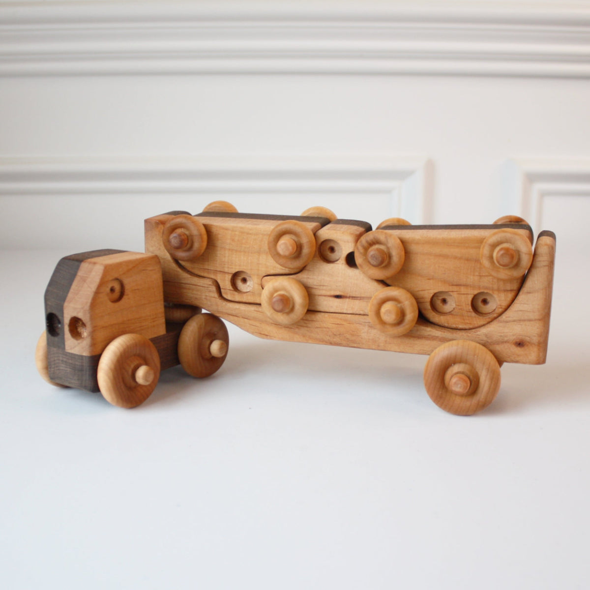 Wooden Transporter Truck with 3 Cars - Made in the USA
