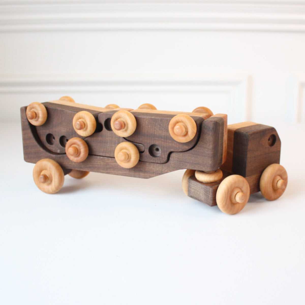 Wooden Transporter Truck with 3 Cars - Made in the USA