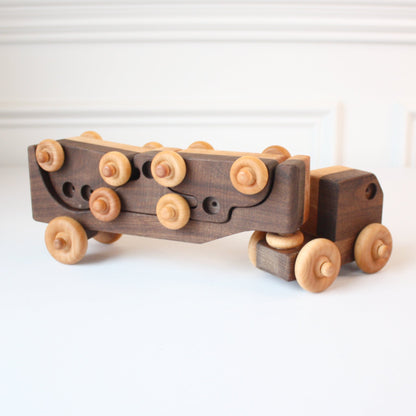Wooden Transporter Truck with 3 Cars - Made in the USA