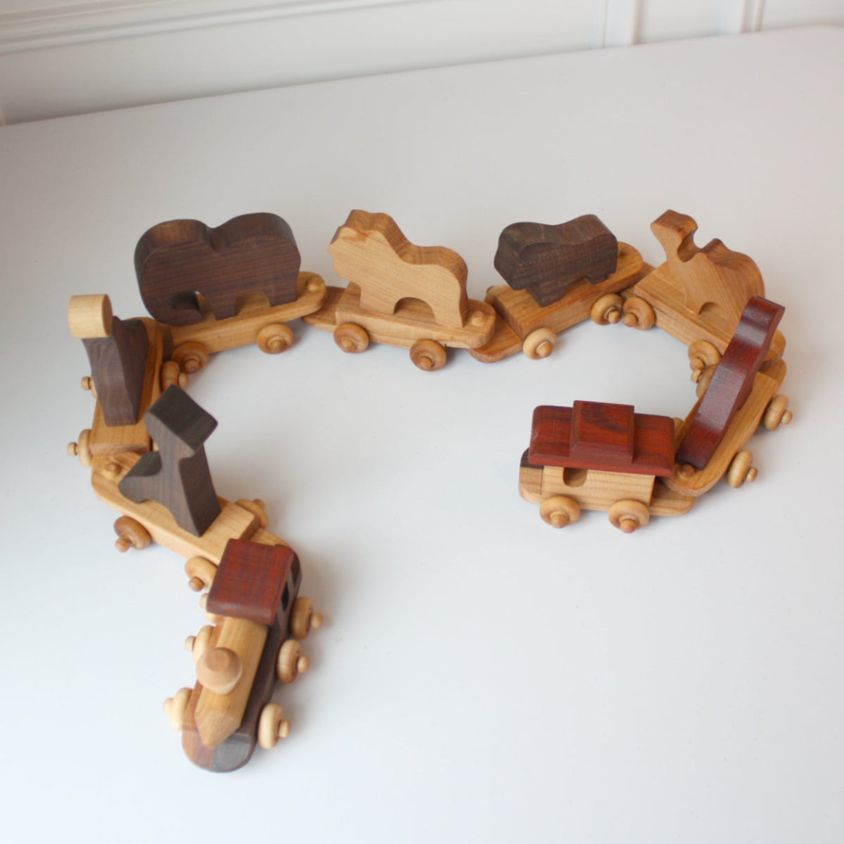 Wooden Toy Zoo Train Set - Made in the USA