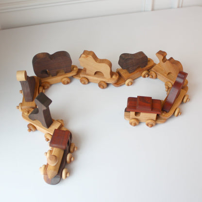 Wooden Toy Zoo Train Set - Made in the USA