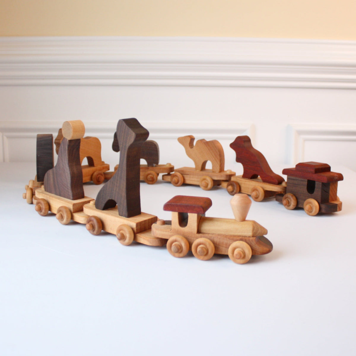 Wooden Toy Zoo Train Set - Made in the USA