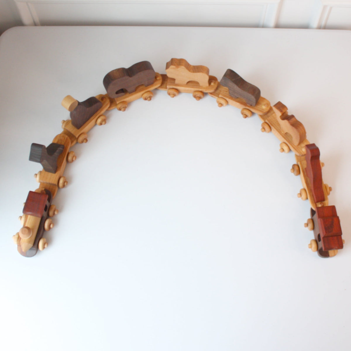 Wooden Toy Zoo Train Set - Made in the USA