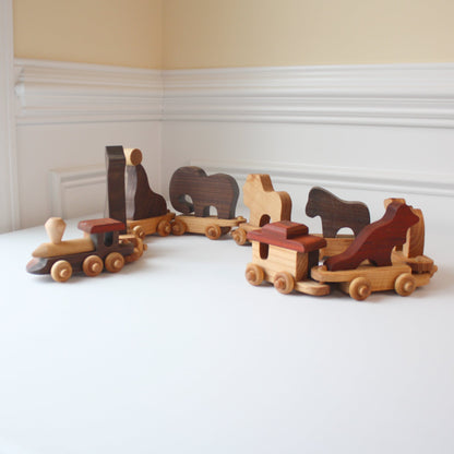 Wooden Toy Zoo Train Set - Made in the USA