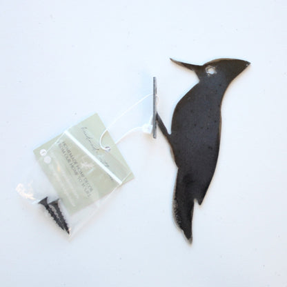 Woodpecker Metal Bird Statue - Made in the USA
